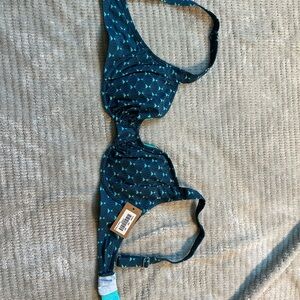 Title Nine Teal Patterned Bikini Top
